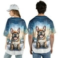 thumbnail image 5 of Hello Winter French Bulldog Welcome Snowy Night Watercolor Vintage All Over Print 3D Baseball Shirt Dog Lover Gifts Softball Sport - 01011, 5 of 6