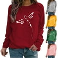 thumbnail image 3 of EQWLJWE Chandails d'Automne pour Femmes Chandails Décontractés à Manches Longues Col Rond Imprimé Libellule Poitrine Chandails Amples Hauts Chandails d'Halloween pour Femmes, 3 of 8