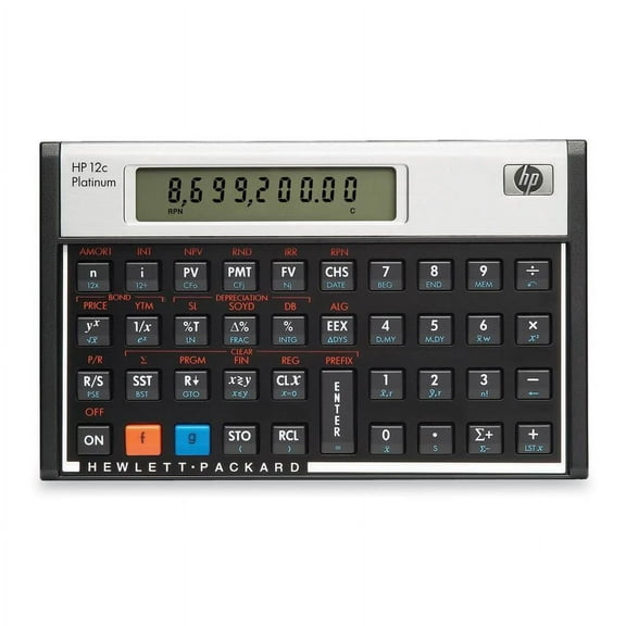 HP 12C Platinum Financial Calculator 120 Built-In Functions Battery Powered, Gray