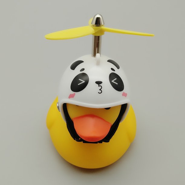 Helmet Yellow Duck with Horn Light Bamboo Raft Motorcycle Car Accessories huangjie unisex