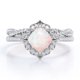 thumbnail image 1 of JeenMata Anillo Nupcial con Pavé Infinito de Moissanita y Ópalo Australiano de Talla Cojín de 1,5 Quilates Engastado en Oro Blanco de 18 K sobre Plata, 1 of 6