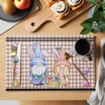 thumbnail image 2 of Bunny Gnomes Easter Placemats Set of 8 Eggs Brown Checkered Farmhouse Place Mats Indoor Wipeable Table Mats Washable Cloth Dining Table Placemats for Kitchen Holiday Party Home Decor 13x19 Inch, 2 of 9
