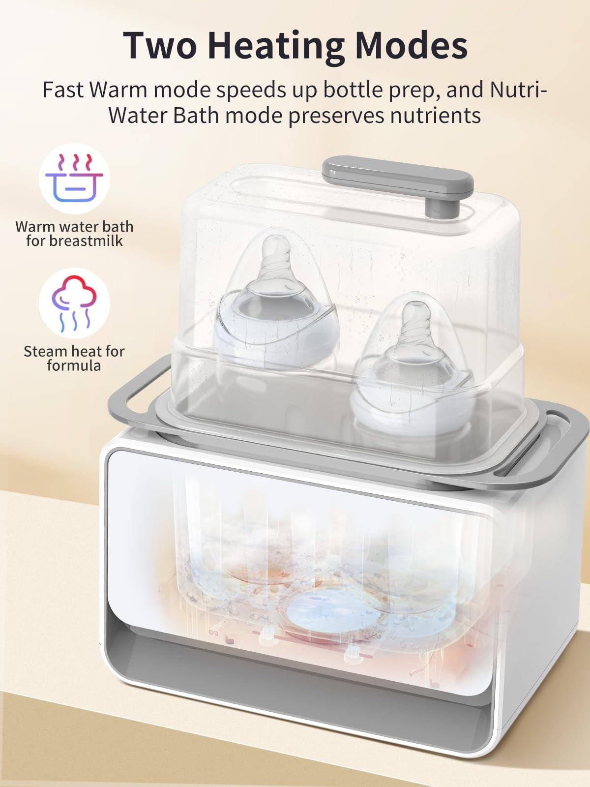 Grownsy Fast Baby Bottle Warmer, 12-in-1 Milk Warmer With Steam and Water Bath Warming Modes for Breastmilk &Formula, With Thaw, Food Heating, Steri-lize, Egg Boil Function