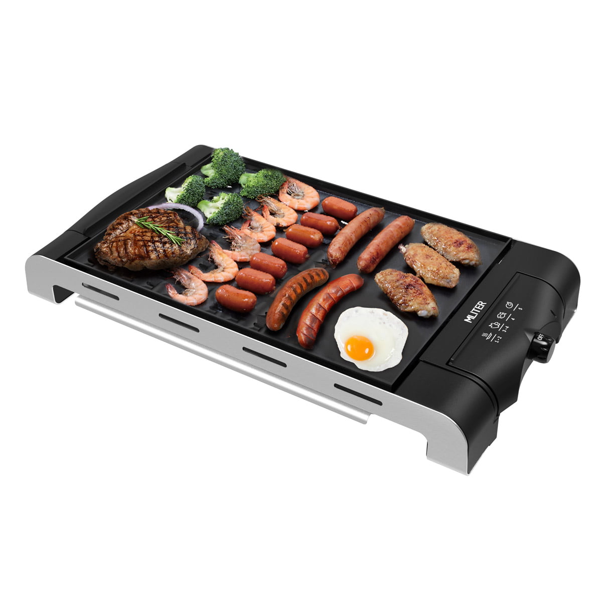 Teppanyaki Grill 900W Table Electric Hot Plate BBQ Griddle Fast Heat Adjustable Temperature 5 Setting 48cm x 27cm Non-Stick Cooking Surface Easy to Clean for Camping Caravanning Holidays 