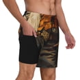 thumbnail image 3 of Goofa Vintage Style Elk Printed Men's Swim Trunks Board Shorts Quick Dry Mens Swimming Trunks with Compression Liner,Breathable Fit Hawaii Beach Shorts-Large, 3 of 9