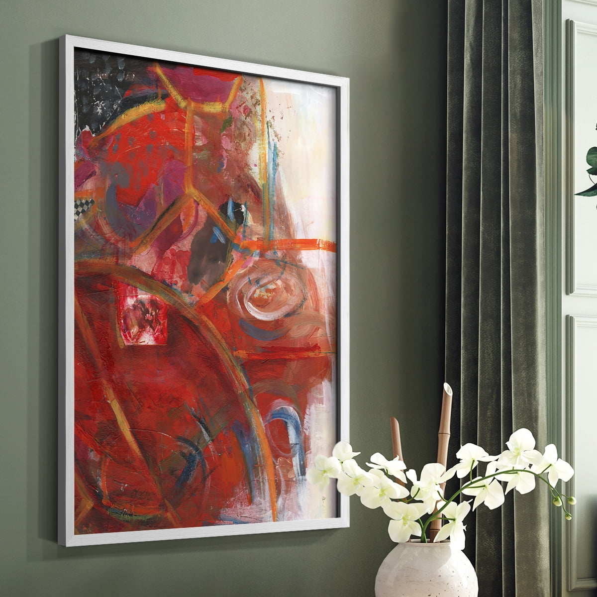 City Life I Framed Print in White Solid Wood Framed Print No Nail Hanging
