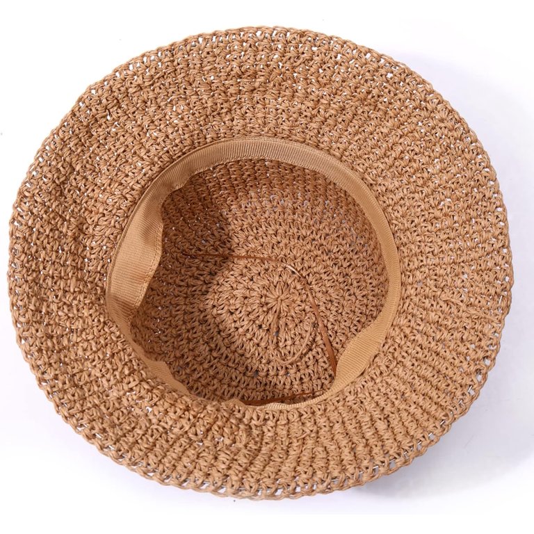 Straw Bucket Sun Hat Wide Brim Packable Floppy Beach Hat Womens Floppy Straw Sun Hat Packable Wide Brim Summer Beach  main image 2