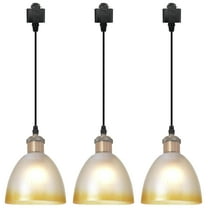 Kiven H-Type track lighting pendants,Modern h track pendant lights with Glass Globe,3-Light Track Lighting Fixture for Kitchen Island Hallway Restaurant,Copper Red Socket