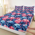 thumbnail image 4 of Castle Fairy Vibrant Gothic Skull Bed Sheets 4-Piece,Dense Peony Bloom Full Size Sheets,Blue Blush,1 Fitted Sheet,1 Flat Sheet and 2 Pillowcases, 4 of 6