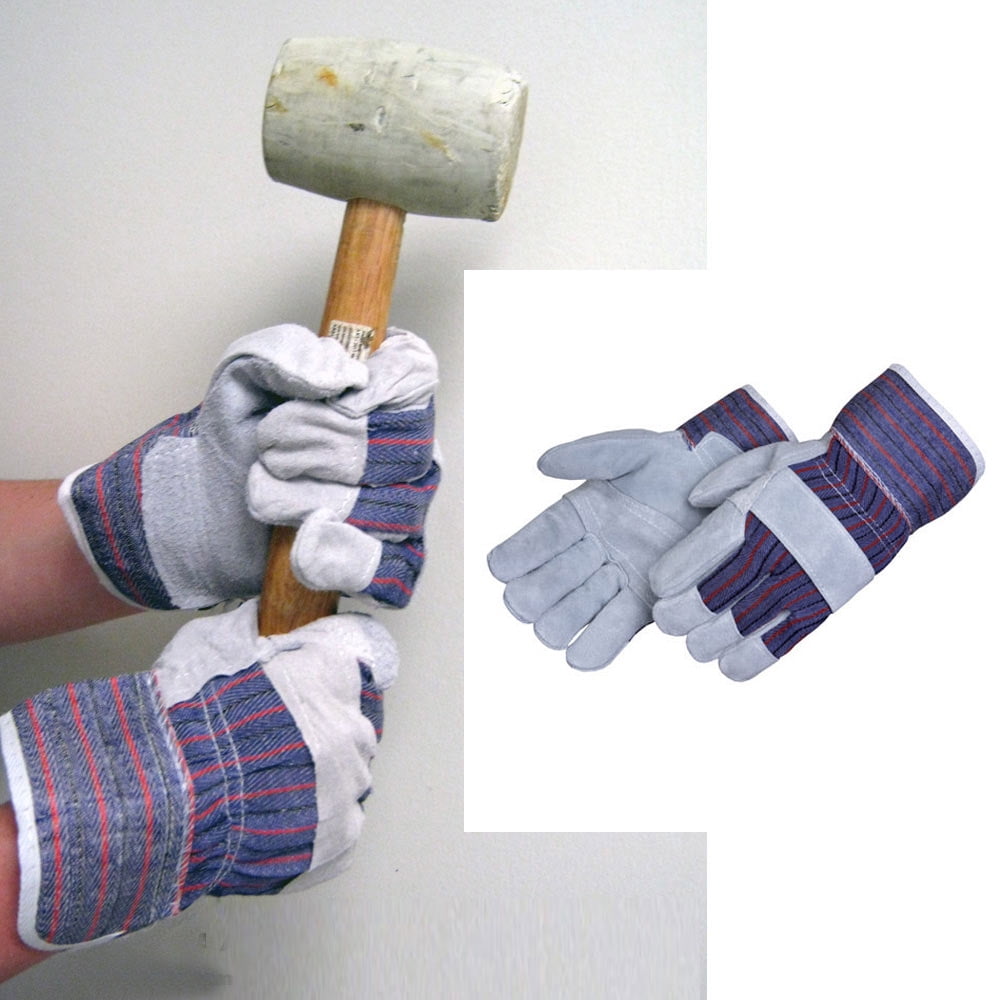 12 Pair Work Gloves Split Leather Reinforced Palm Protective Men Utility Garden by 4SGM