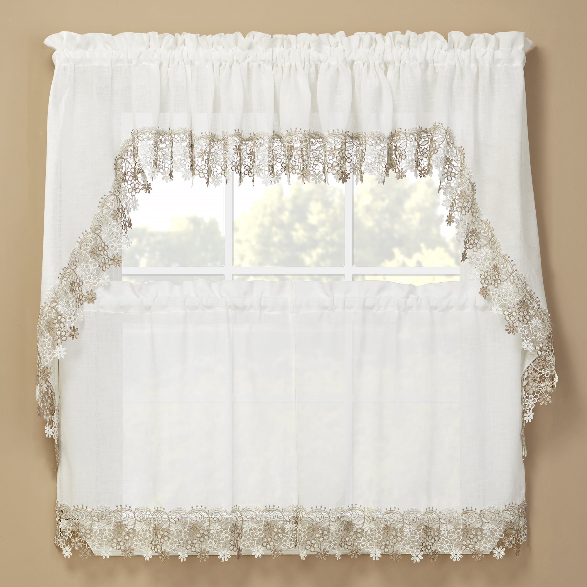 Renaissance Home Fashion Lillian Kitchen Curtains With Macrame
