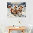 thumbnail image 2 of COMIO Horse Drawn Sleigh Canvas Print Snowy Winter Scene Light Up Wall Art with Cardinals, Horse Prints Canvas, christmas wall art, Animal wall art, Framed, Print, 2 of 4