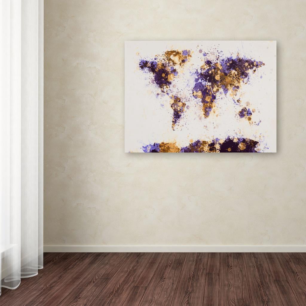 Trademark Art 'Paint Splashes World Map 4' Canvas Art by Michael Tompsett
