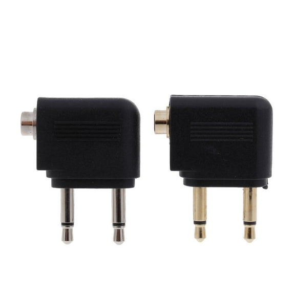 Yammee 2Pcs 3.5mm Aviation Headphone Mono Converter Travel Airline Plug Adapters