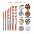 thumbnail image 4 of Kit 7 Pcs Broca Multifuncional Vidrio Azulejo Pared Concreto Plata/Naranja, 4 of 6