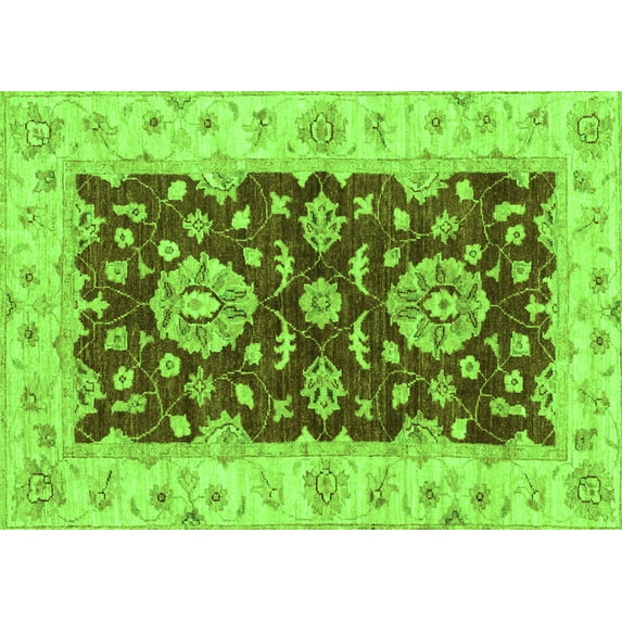 Ahgly Company Indoor Rectangle Oriental Green Traditional Area Rugs, 2' x 5'