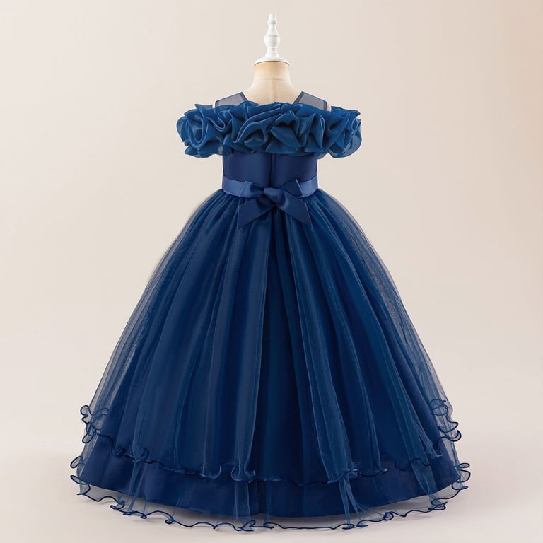 teen princess dress Teen Girl 3D Floral Mesh Puff Sleeve Princess Dress, & Elegant For Wedding, Birthday Party, Banquet