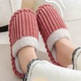 thumbnail image 6 of Winter Soft Corduroy House Slippers Women Solid Color Closed Toe Flat Bedroom Slippers Woman Lightweight Anti Slip Indoor Slides (40-41,Red), 6 of 7