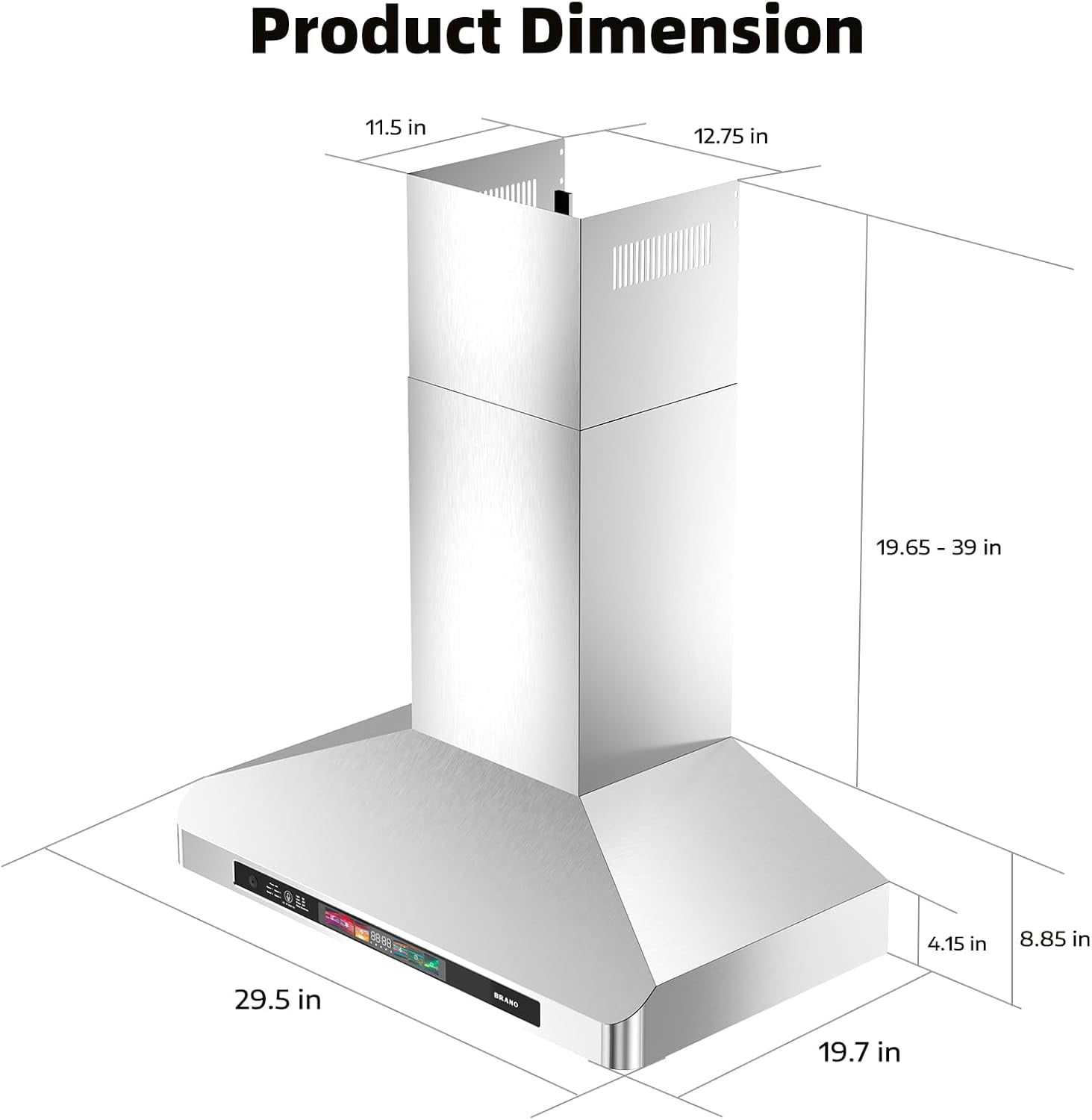 30 Inch Wall Mount Range Hood,900 CFM Kitchen Vent Hood,Kitchen Chimney Vent Stainless Steel with Voice Control/Gesture Sensing/Touch Control Switch Panel, 2 Pcs Adjustable Lights
