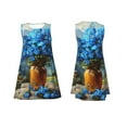thumbnail image 7 of Daiia Mountain Blue Flowers Vase Print Women's Dresses 2025 Trendy Short sleeve Dresses Casual Baggy Flowy Maxi Sun Dresses, 7 of 7