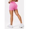 thumbnail image 2 of YONGXIABF Women's High Waisted Chessboard Print Seamless Yoga Shorts, Shaping Workout Shorts for Yoga Fitness Skateboarding Cycling PINK, 2 of 6