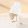 thumbnail image 3 of Guiexla Children Winter Hat Thick Solid Color Head Ear Plush Ball Decor Lace Up Windproof Elastic Cold Resistant Unisex Baby Cap Beanie Winter Accessories, 3 of 8