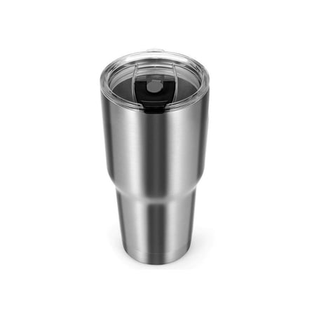 Stainless Steel Vacuum Mug with Lid - 30oz Travel Coffee Cup for Hot & Cold Drinks, Camping, Hiking, Silver
