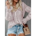 thumbnail image 2 of HOTAPEI Womens Button Down Shirts V Neck Tops Casual Crochet Flowy Bell Sleeve Blouses Hollow Out Button Shirt, 2 of 5