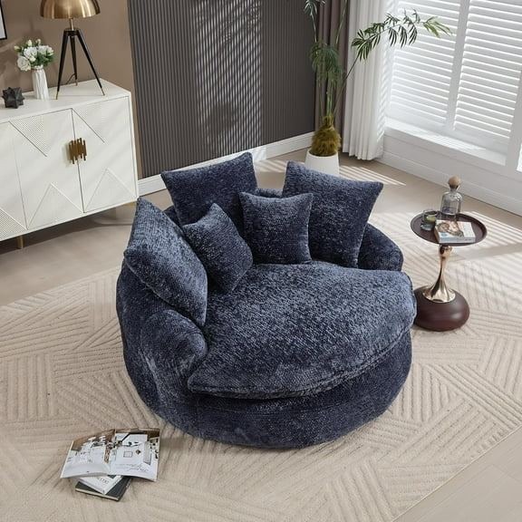 oversized round chair, fluffy modern sofa bed for living room, relaxation room and projection room, wide armchair chaise longue armchair with pillows
