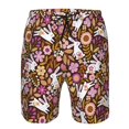 thumbnail image 4 of Kdxio Flower Bunny Pattern Mens Casual Shorts - Drawstring Summer Beach Sports Shorts for Men, 4 of 9