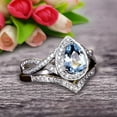 thumbnail image 3 of 1.75 Carat Pear Shape Teardrop Aquamarine Bridal Set Diamond Wedding Ring On 10k White Gold, 3 of 5