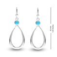 thumbnail image 5 of LeCalla 925 Sterling Sliver Jewelry 4MM Round-Cut Turquoise Birthstone Drop Dangle Earrings for Women and Teen 42MM, 5 of 7
