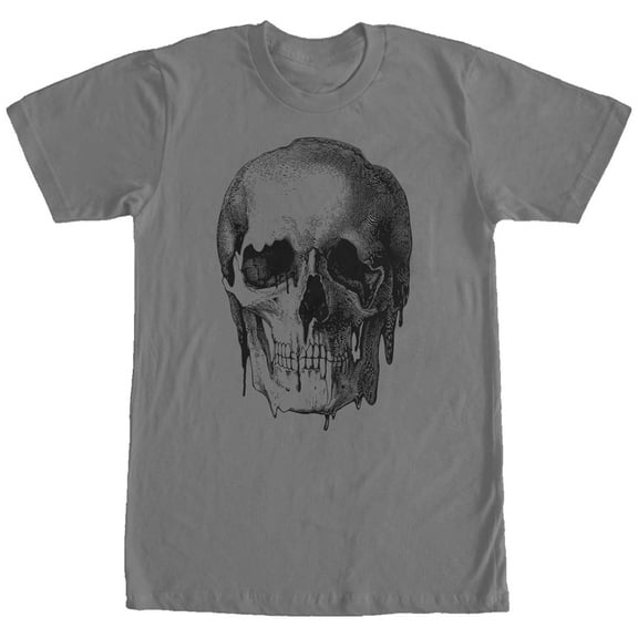Men's Lost Gods Melting Print Skull Graphic Tee Charcoal Large