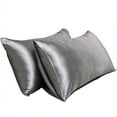 thumbnail image 4 of Yesfashion 2pcs Pillowcase, Artificial Silk Soft Breathable Skin-friendly Solid Color Cushion Cover With Envelope Closure Hidden Zipper, Satin Pillow Case For Hair Skin 51x66cm, 4 of 8
