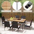 thumbnail image 4 of Costway 7 PCS Patio Dining Set with Acacia Wood Dining Table Rattan Armchairs Soft Cushions, 4 of 7