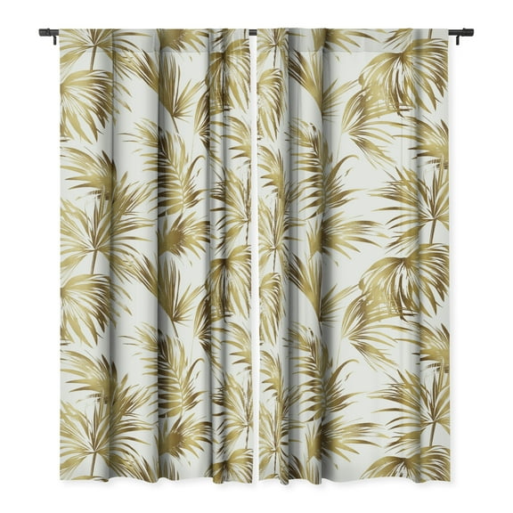 Society6 Marta Barragan Camarasa Golden Palms Single Panel Room Darkening Window Curtain 50" x 84"