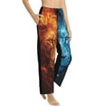 thumbnail image 2 of Daiia Red And Blue Fire Lion Women's Sleep Pant with Pockets and Drawstring,Pajama Pants-Medium, 2 of 9