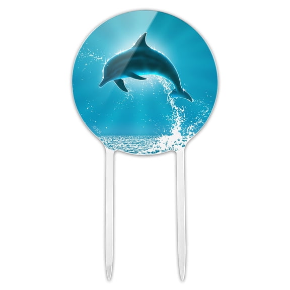 Acrylic Leaping Dolphin Ocean Light Cake Topper Party Decoration for Wedding Anniversary Birthday Graduation