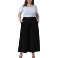thumbnail image 2 of Agnes Orinda Women's Plus Size Lounge Pant Elastic Waist Wide Leg Casual Palazzo Pants with Pockets 1X Black, 2 of 6