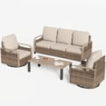 thumbnail image 6 of ELPOSUN 4 Pieces Outdoor Furniture Set with Swivel Chairs 5-Seat Wicker Patio Conversation Set with Thickened Cushions，Outdoor Sectional Chair Sofa Set for Yard Garden Porch, 6 of 9