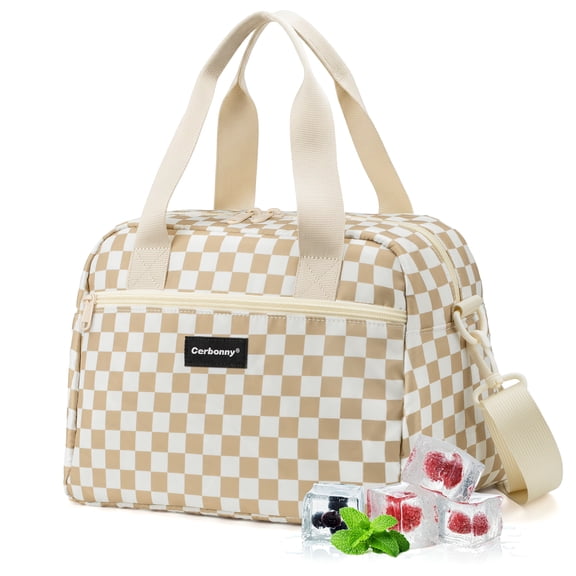 Cerbonny Insulated Lunch Bag with Built-in Ice Pack, Freezable for Work School Travel