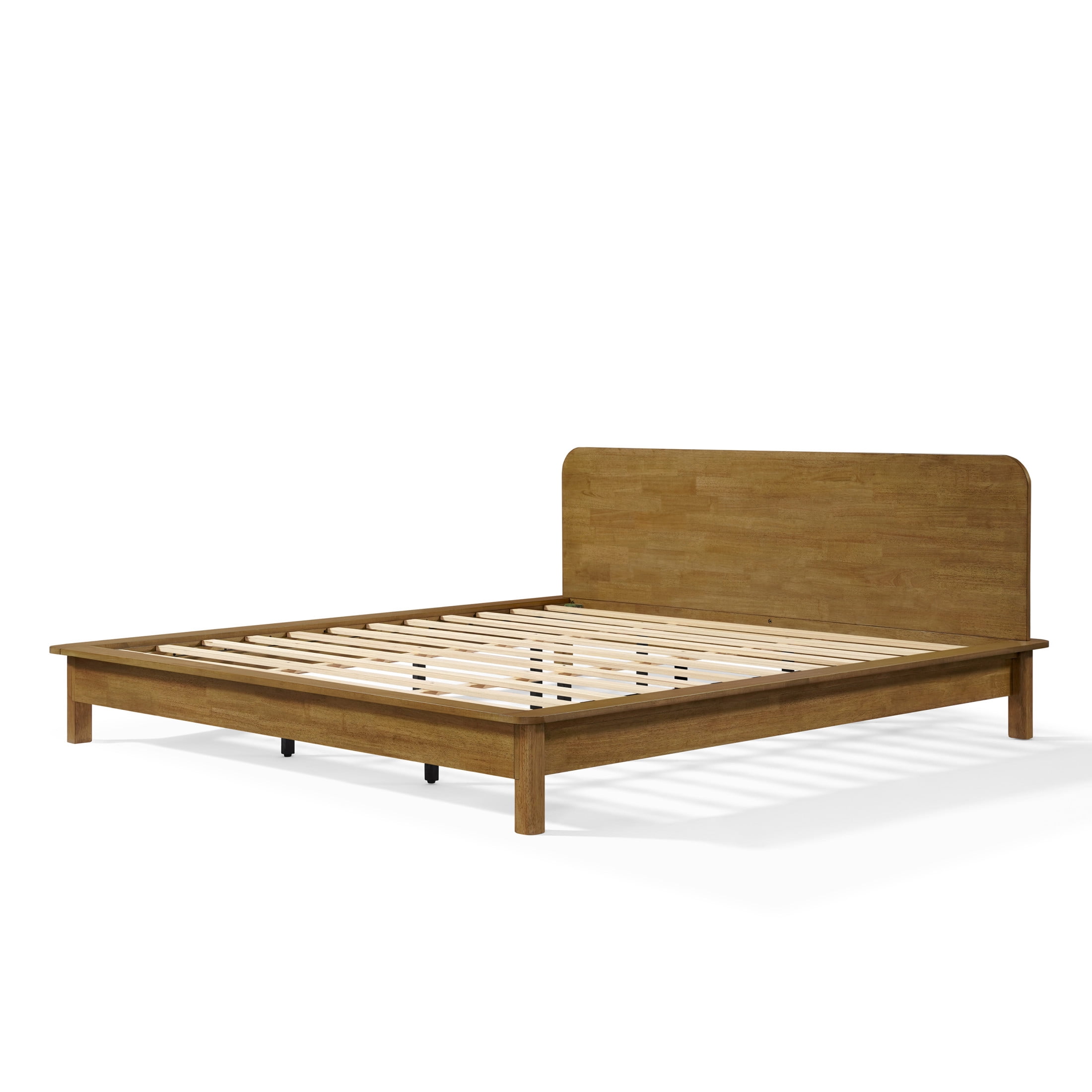Christopher Knight Home King Platform Bed Frame with Curved Headboard, Natural