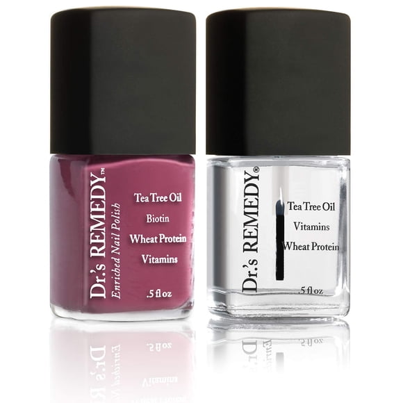 Esmalte de uñas enriquecido Dr.'s Remedy Brave Berry con capa base, 0,5 onzas líquidas cada uno