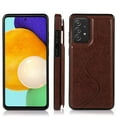 thumbnail image 2 of Galaxy A52 5G Case,Dteck Magnetic Leather Pattern Hybrid Rubber Shockproof Case Card Holder Wallet Back Kickstand Flip Cover for Samsung Galaxy A52 5G ,Brown, 2 of 7