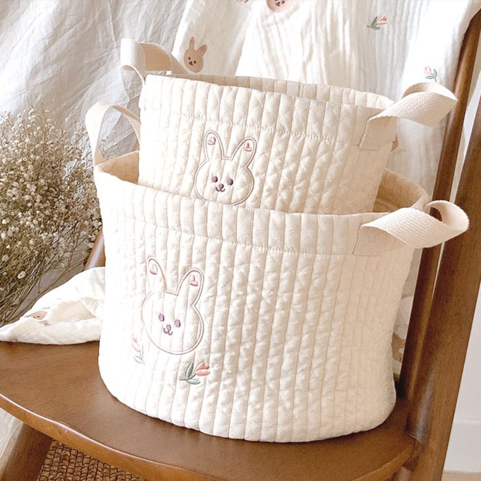 Cheers US Cotton Basket Baby Laundry Blanket Basket Toy Basket with