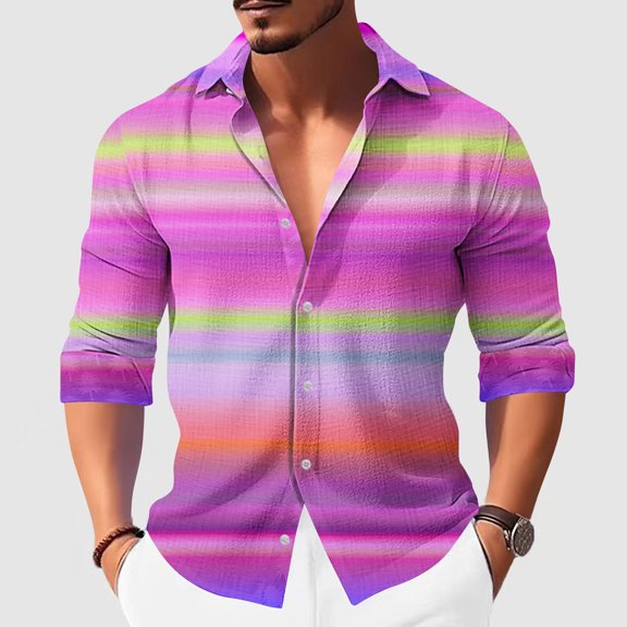 Aimik Hanes Men's Casual Cotton Linen Button Down Shirts Band Collar Long Sleeve Shirt Beach Summer Shirt with Pocket-White L