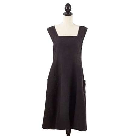 SARO Chic Cuisine Slip-on Striped Apron - Black