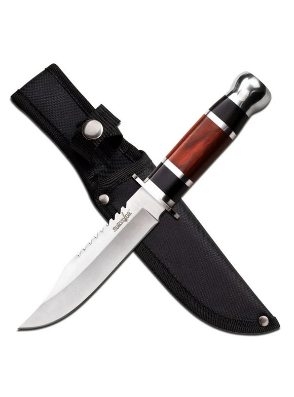 Survivor Fixed Blade Knife 6" Blade w/Wood Handle