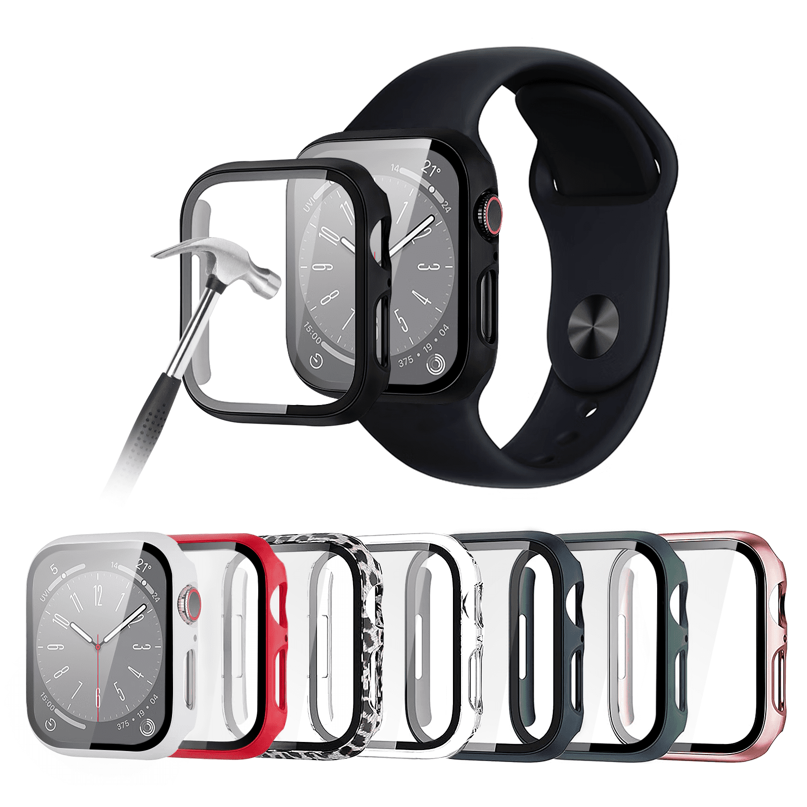 Apple watch case with tempered glass sale