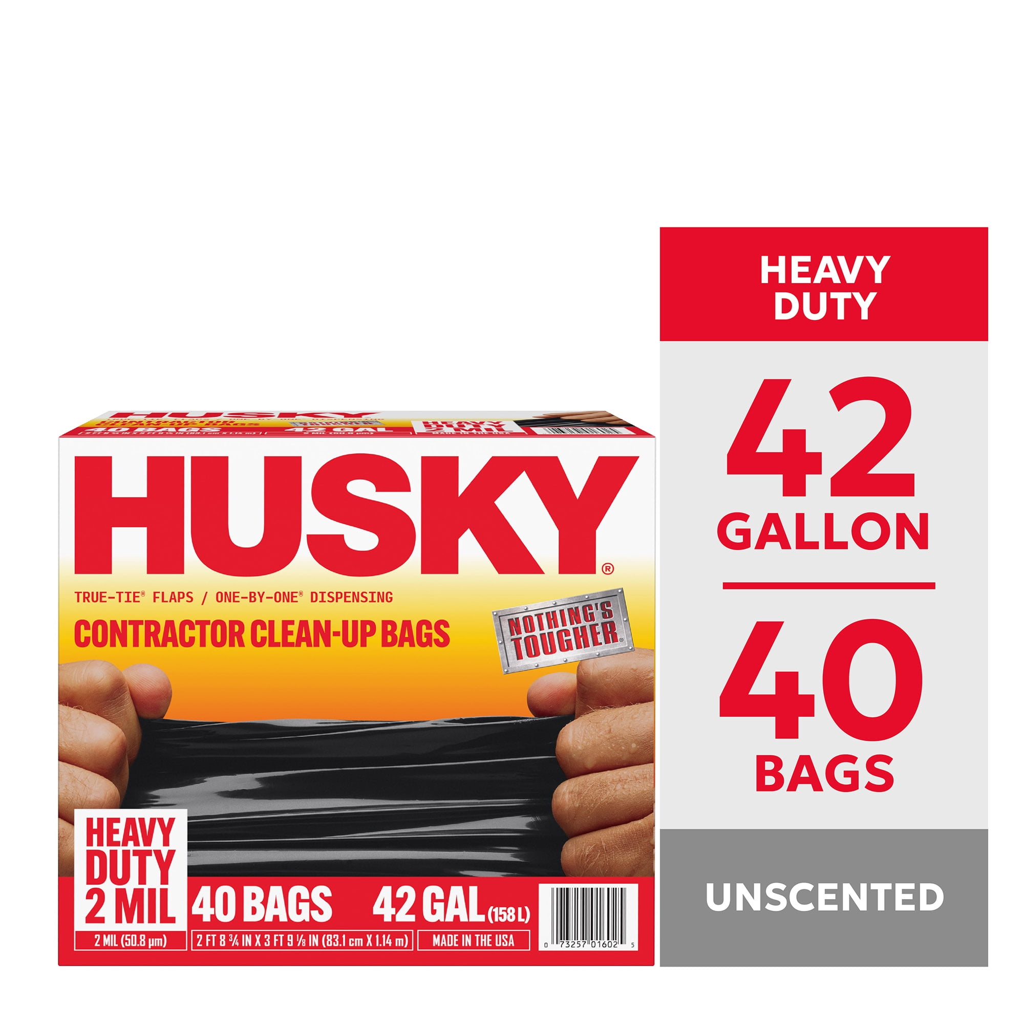 (4 pack) Husky 42 Gallon Heavy Duty 2 Mil Contractor Bags, 40 Bags